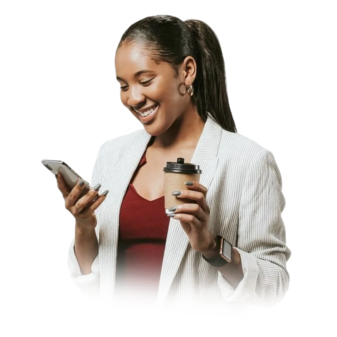 a girl holding phone